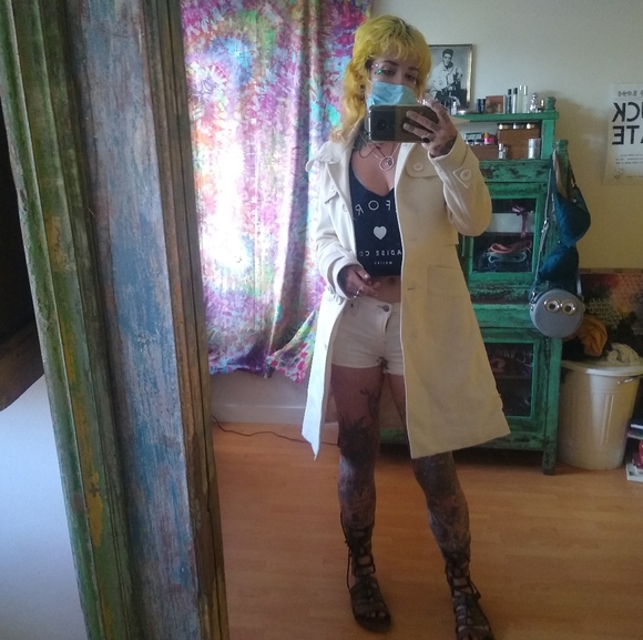 Mexx Cream Wool Pea Coat / Trench Coat - Picture 15 of 16